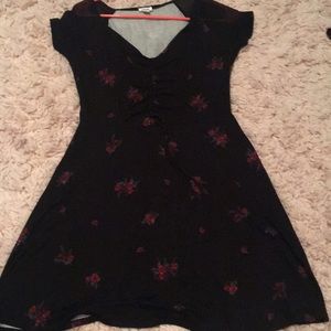 Garage black dress with rose print